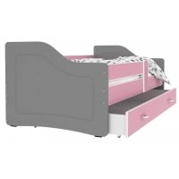 Кровать SWEETY 80x180 серый - pозовый