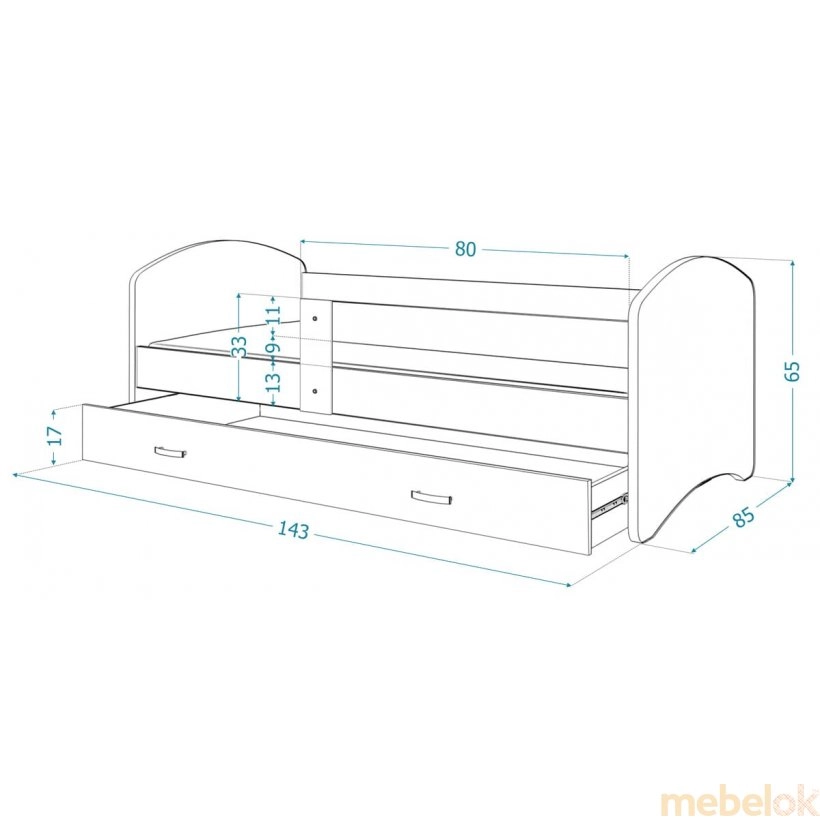 Кровать Lucky 80x140 белый - дуб сонома - VIII от фабрики AJK meble (АДжК мебель)