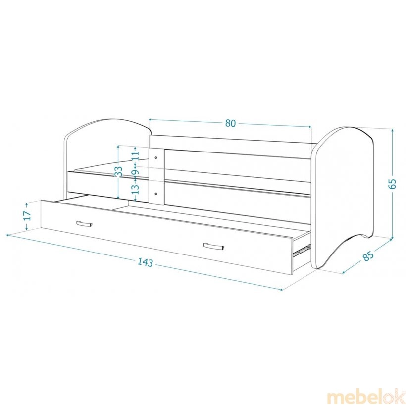 Кровать Lucky 80x140 белый - дуб сонома - IV от фабрики AJK meble (АДжК мебель)