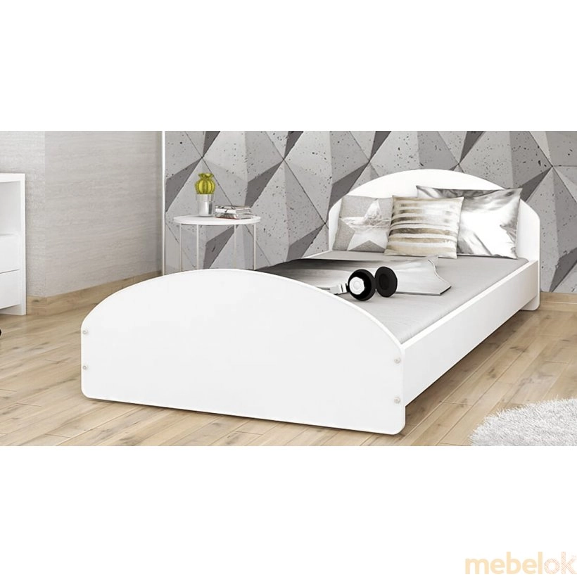 кровать с видом в обстановке (Кровать Cross 90x200 белый - V)