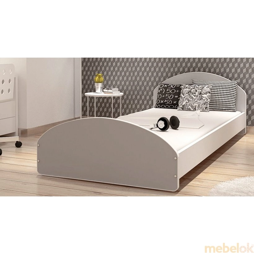 кровать с видом в обстановке (Кровать Cross 90x200 белый - серый - II)