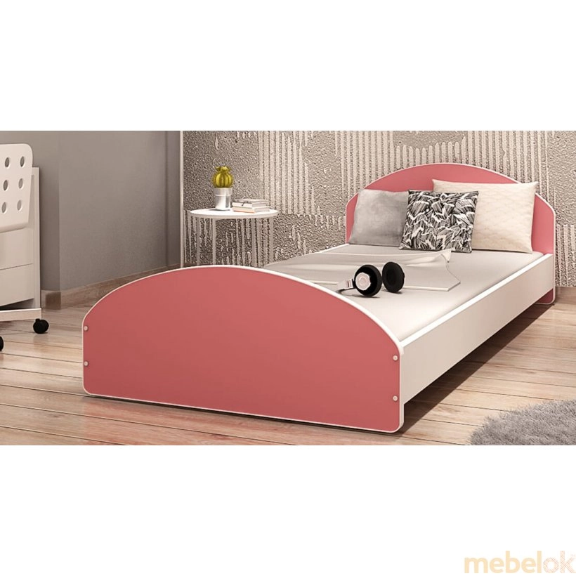 ліжко з виглядом в обстановці (Ліжко Cross 90x200 білий - pозовый - V)