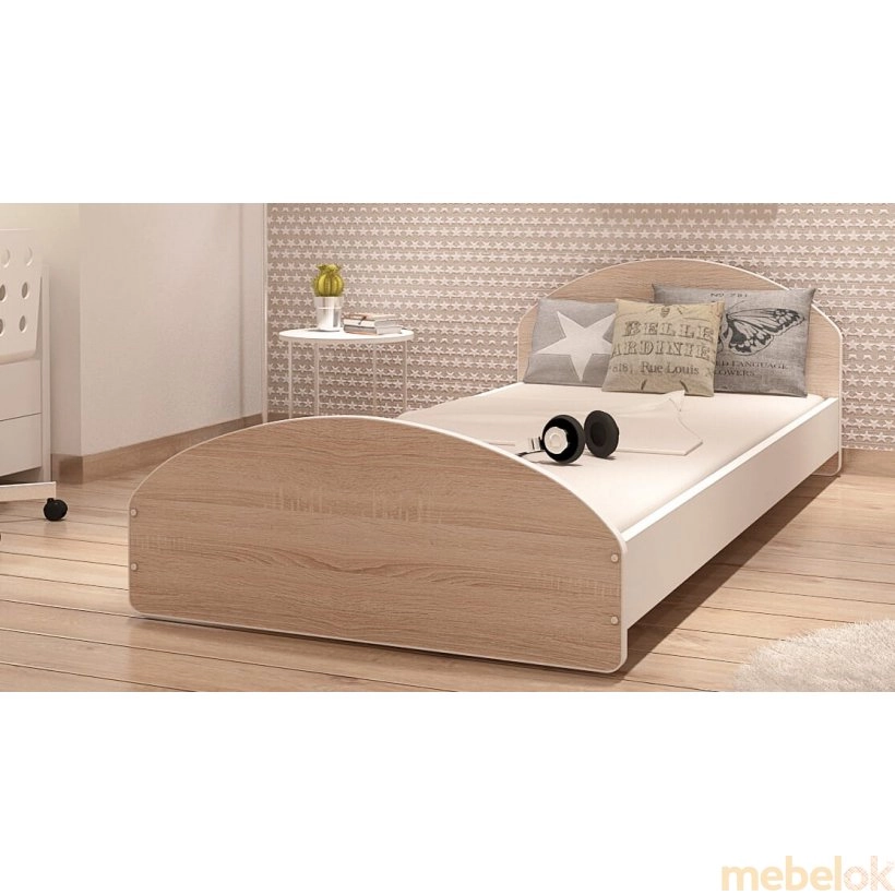 ліжко з виглядом в обстановці (Ліжко Cross 90x200 білий - дуб сонома - VII)