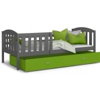 Ліжко Кубус П 80x160 зелений - сірий