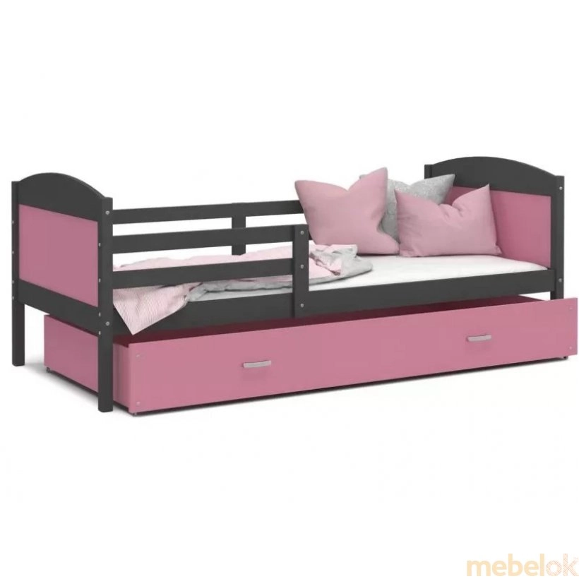 Кровать Мэтью П 80x190 pозовый - серый