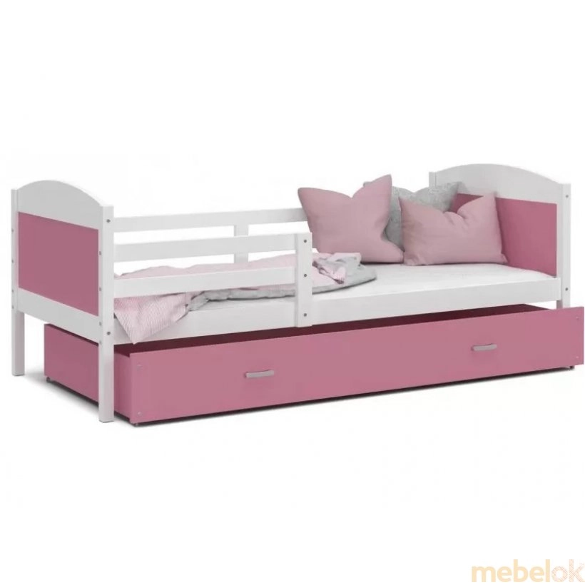 Ліжко Мэтью П 80x190 pозовый - білий