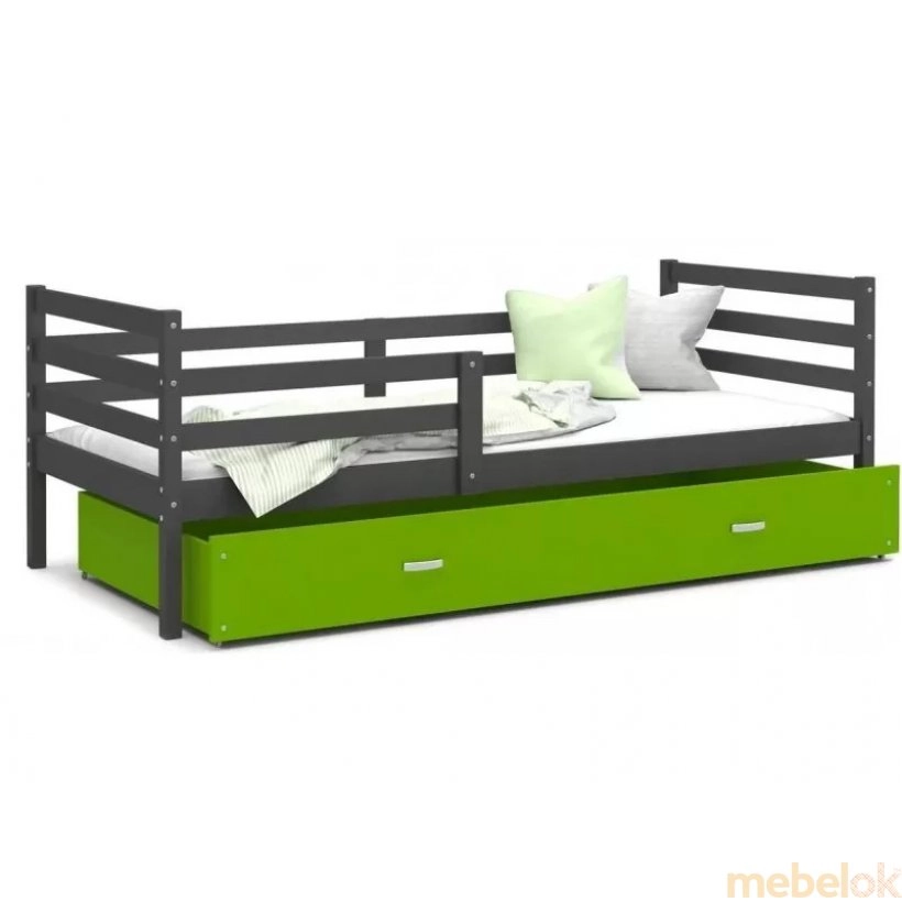 Кровать Джек П 80x190 Зеленый - Серый