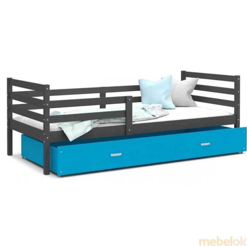 Кровать Джек П 80x160 Синий - Серый