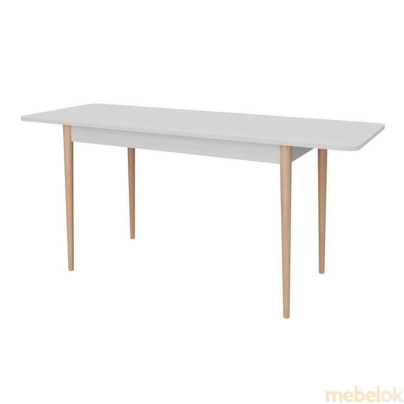 стіл з виглядом в обстановці (Раздвижной стол Неман МОНО прямоугольный Белый/Ольха)
