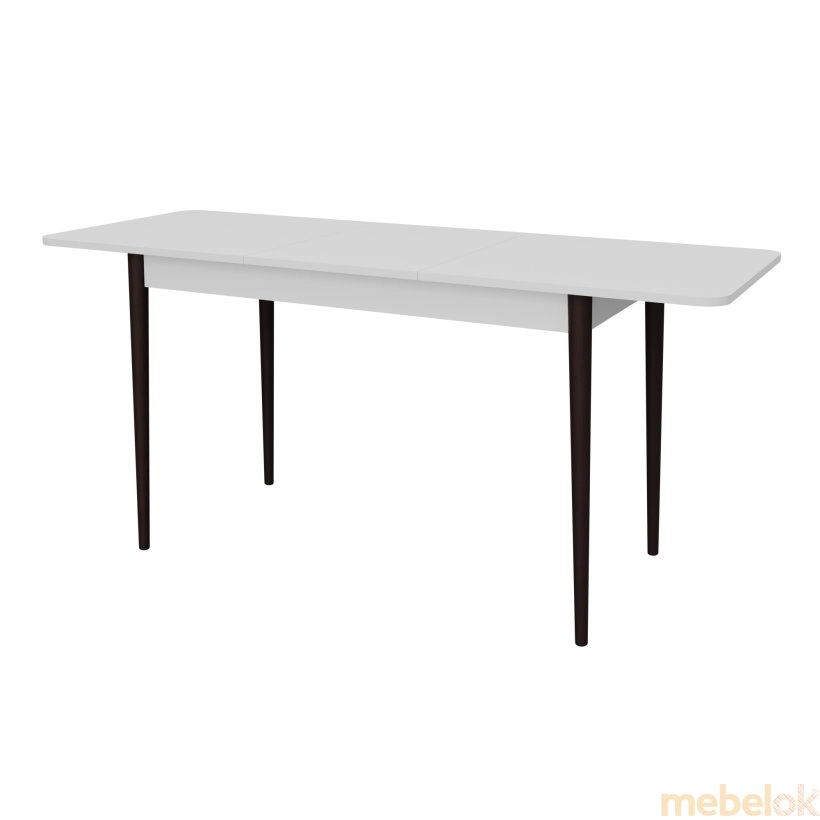 стіл з виглядом в обстановці (Раздвижной стол Неман МОНО прямоугольный Белый/Венге)
