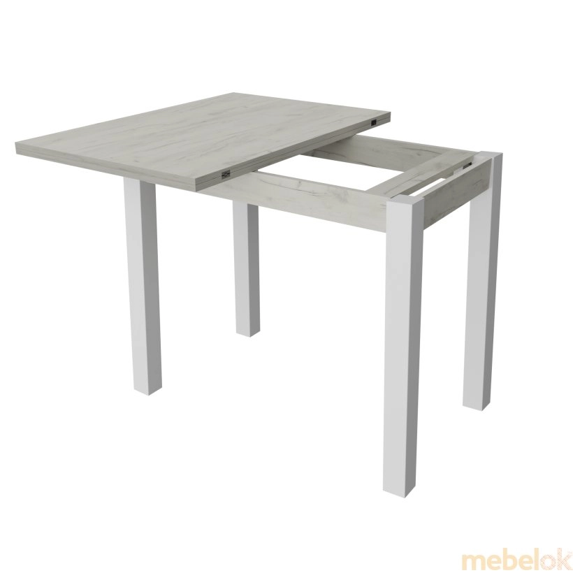 стіл з виглядом в обстановці (Стол обеденный раскладной Неман ЮК Дуб крафт белый/Белый)