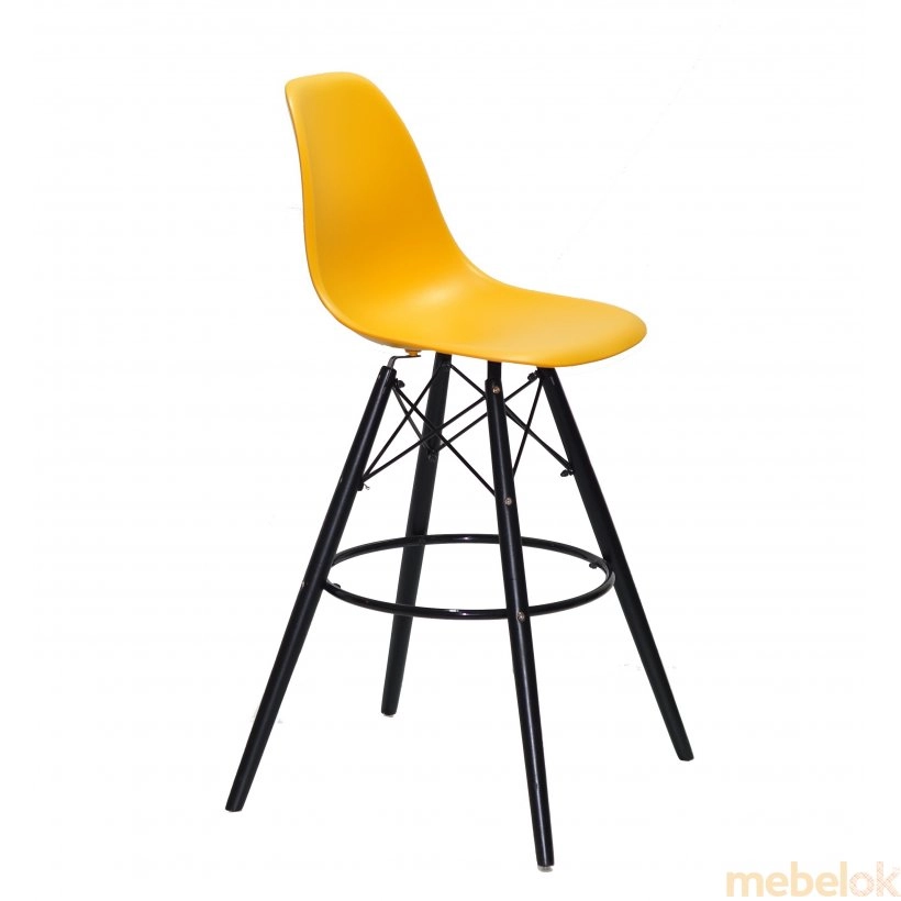 стілець з виглядом в обстановці (Стілець NIK BAR 75 - BK жовтий 18)