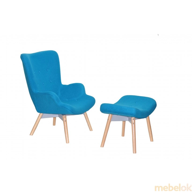 Кресло REGENT с пуфом Синий W-20