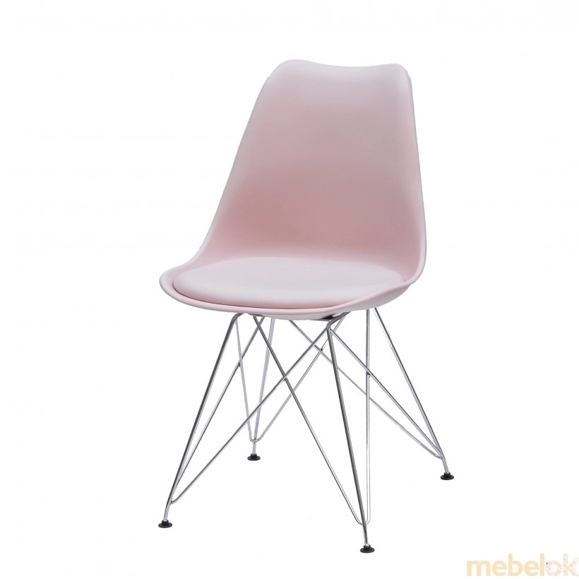 стул с видом в обстановке (Стул Milan Chrom ML розовый 63)