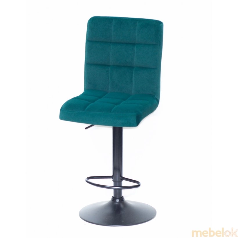 стілець з виглядом в обстановці (Стілець Augusto BAR BK - Base Оксамит Зелений-1003)