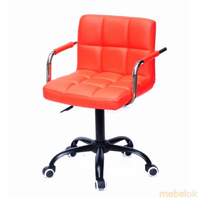 стул с видом в обстановке (Кресло Arno-ARM BK - Office экокожа Красный 1007)