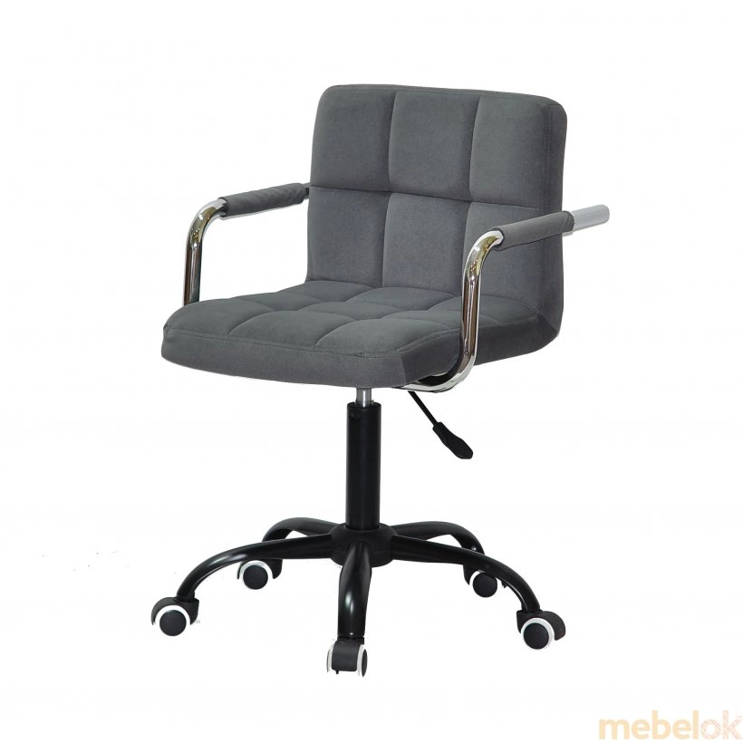 Кресло Arno-ARM BK - Office Бархат Серый В-1004 от фабрики Onder Mebel (Ондер Мебель)