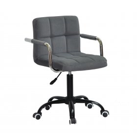 Кресло Arno-ARM BK - Office Бархат Серый В-1004