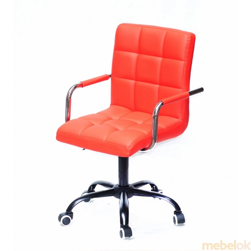 стул с видом в обстановке (Кресло Augusto-ARM BK - Office экокожа Красный 1007)