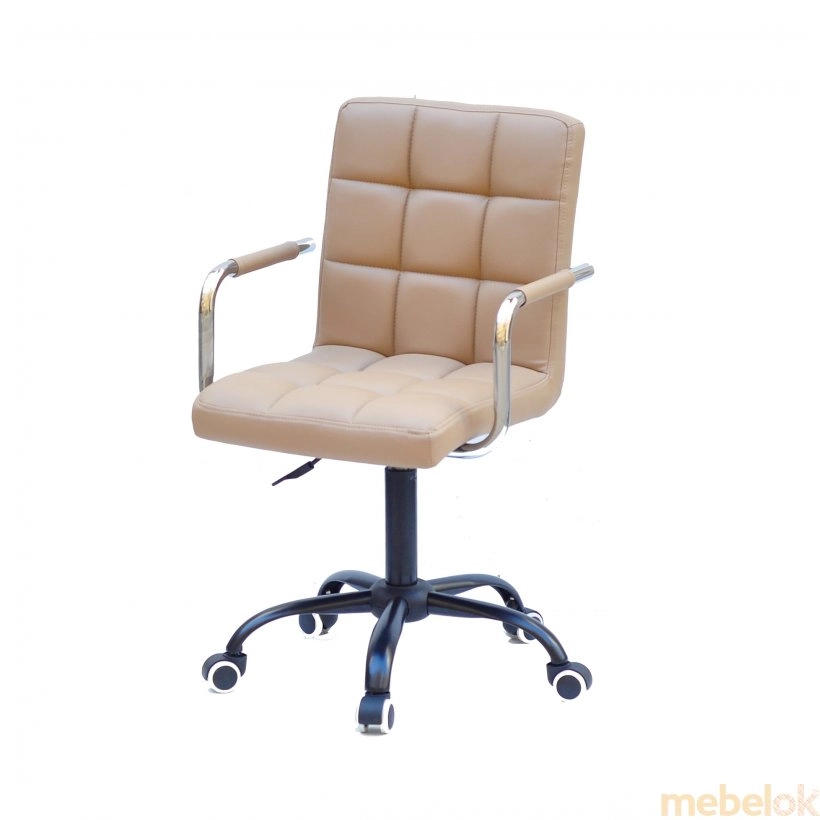 стул с видом в обстановке (Кресло Augusto-ARM BK-Office экокожа бежевый 1009)