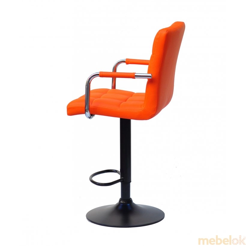 стілець з виглядом в обстановці (Стілець Augusto-STYLE BAR BK - BASE екокожа оранж 1012)