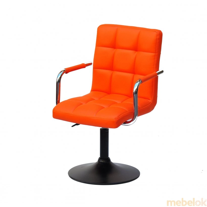 стілець з виглядом в обстановці (Стілець Augusto-ARM BK - BASE екокожа оранж 1012)