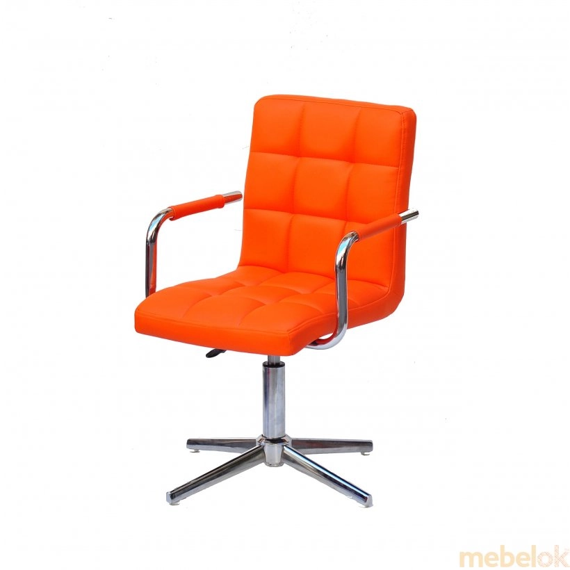 стул с видом в обстановке (Стул Augusto-ARM Modern Base экокожа оранж 1012)