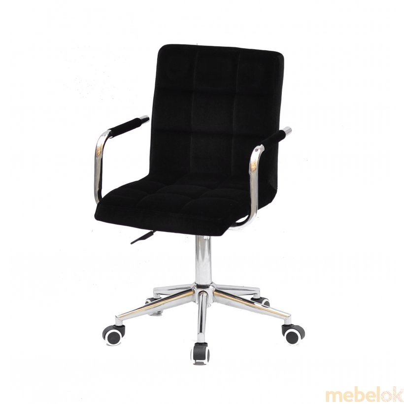 стілець з виглядом в обстановці (Крісло Augusto-ARM Modern Office чорний Оксамит B-1011)