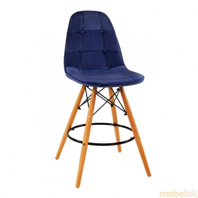 стілець з виглядом в обстановці (Стілець Alex напівбарний оксамит синій в-1)