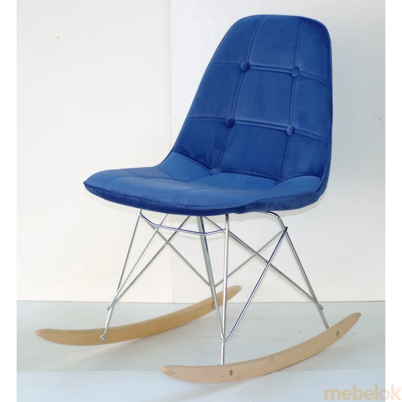 стілець з виглядом в обстановці (Стул Alex Rack Бархат синій В-1)