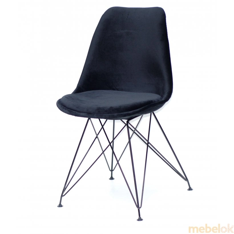 стул с видом в обстановке (Стул Milan Soft BK - ML Бархат Черный B-4)