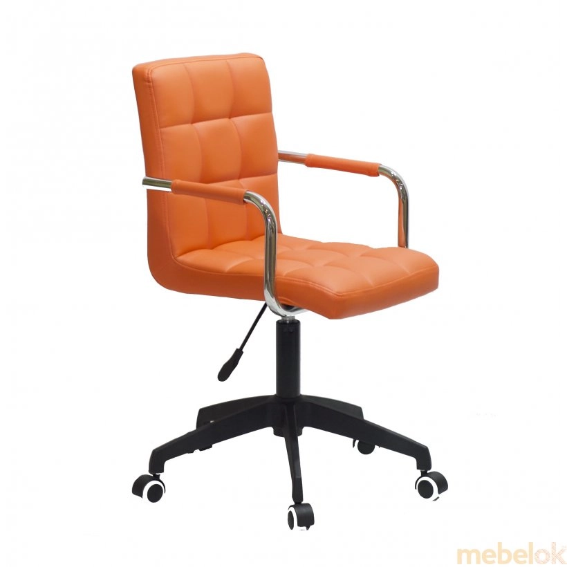 стілець з виглядом в обстановці (Крісло AUGUSTO-ARM BK-Modern Office екокожа оранж 1012)