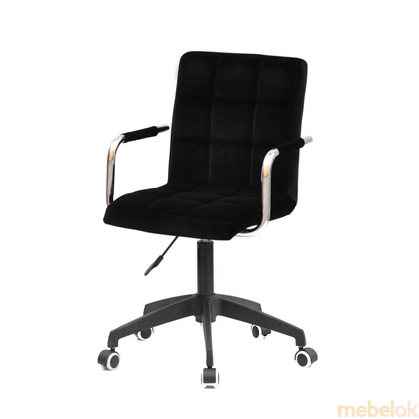 стул с видом в обстановке (Кресло AUGUSTO-ARM BK-Modern Office бархат черный B-1011)