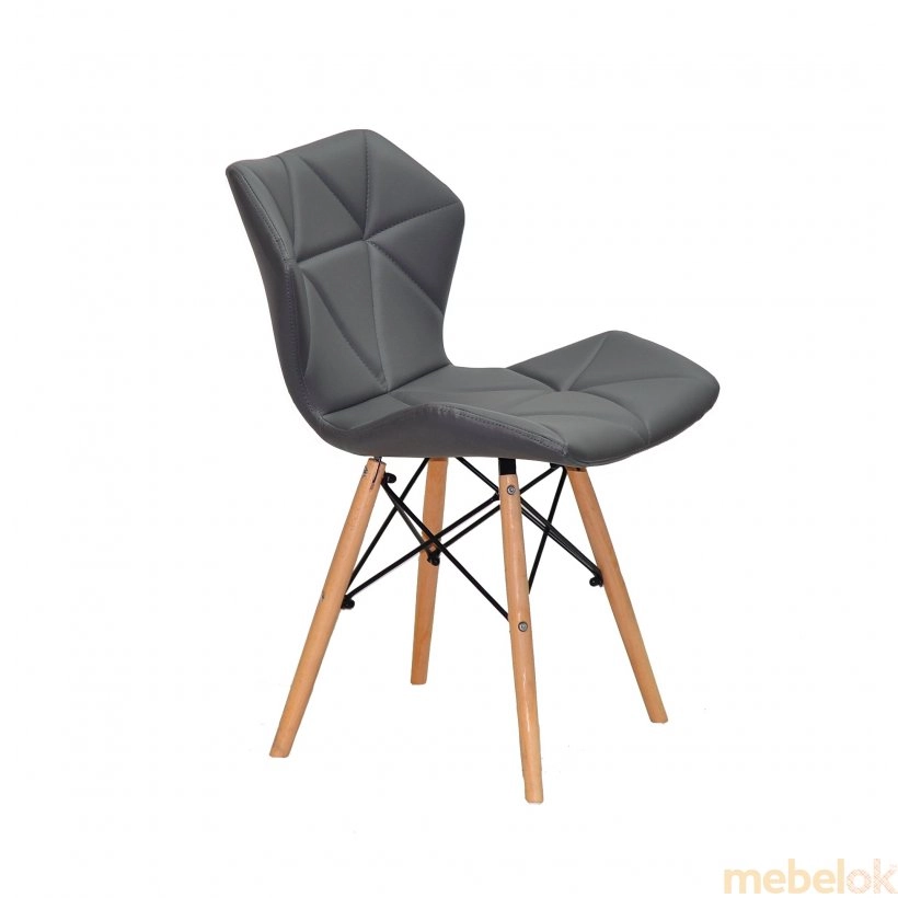 стілець з виглядом в обстановці (Стілець GREG екошкіра сірий 1001)