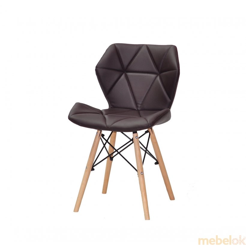 стілець з виглядом в обстановці (Стілець GREG екошкіра т. коричневий 1015)