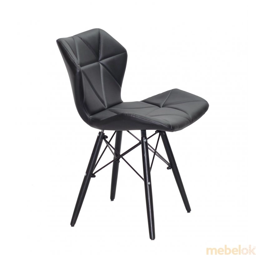 стул с видом в обстановке (Стул GREG BK экокожа черный)