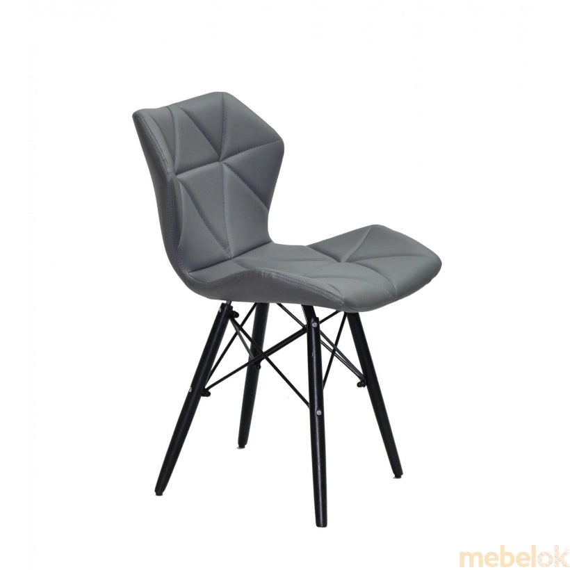 стілець з виглядом в обстановці (Стілець GREG BK екошкіра сірий 1001)