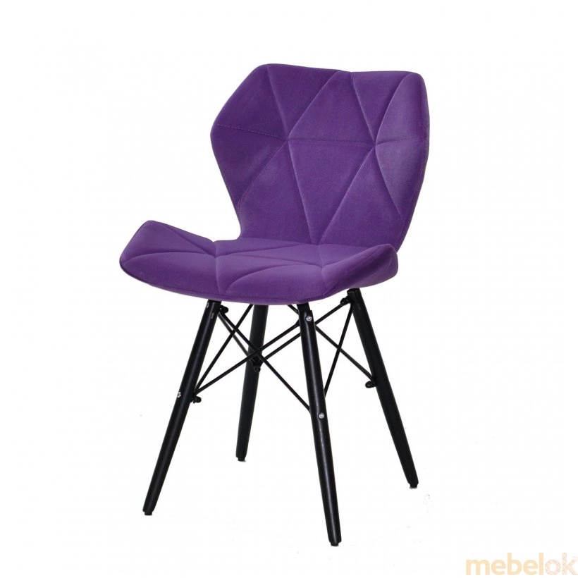 стул с видом в обстановке (Стул GREG BK бархат пурпур B-1013)
