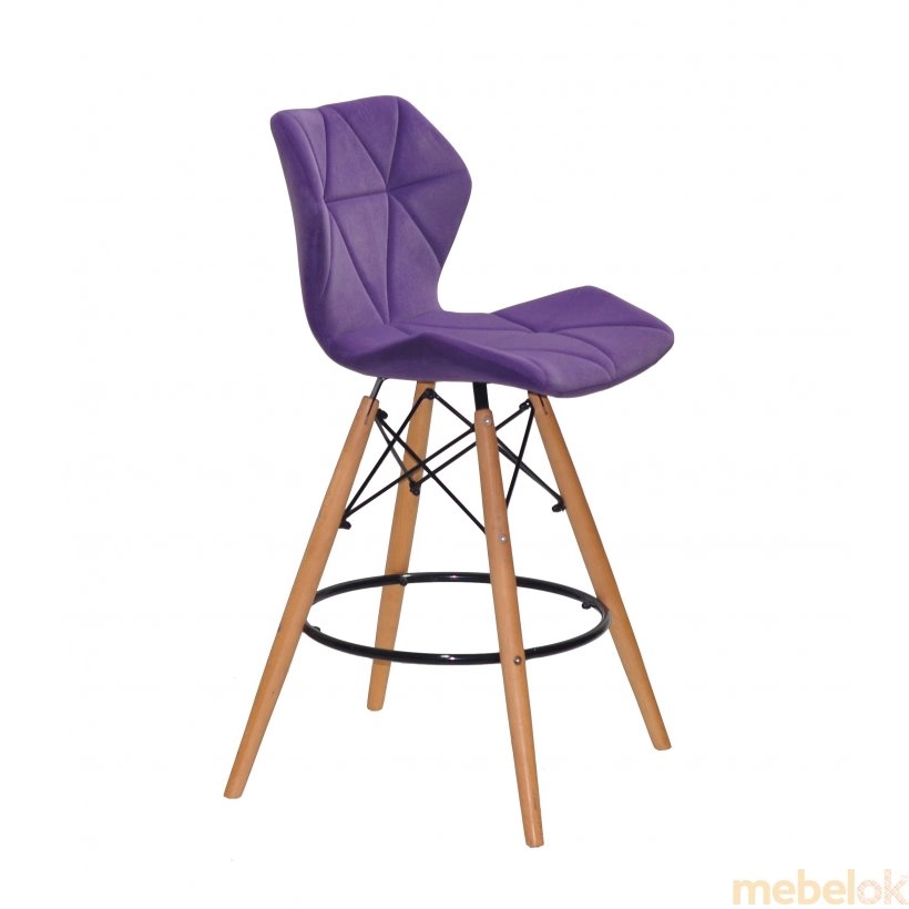 стул с видом в обстановке (Стул GREG BAR 65 бархат пурпур B-1013)