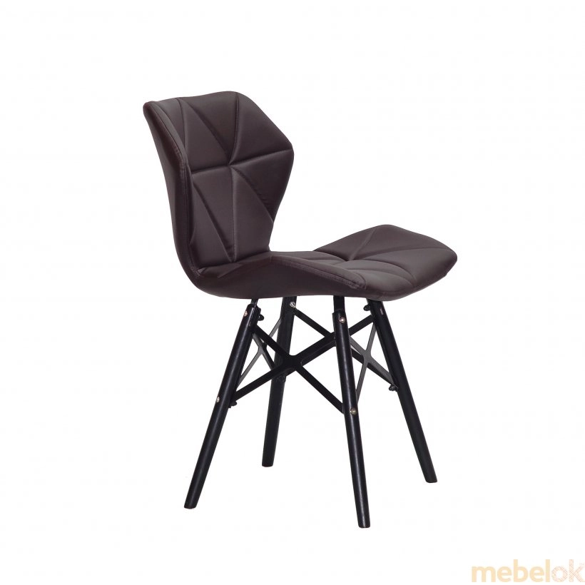стул с видом в обстановке (Стул GREG XXL-BK экокожа т.коричневый 1015)