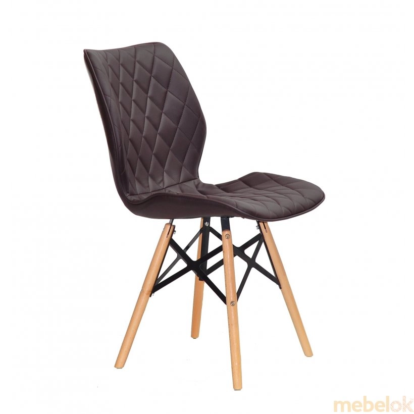 стул с видом в обстановке (Стул NOLAN XXL экокожа т.коричневый 1015)
