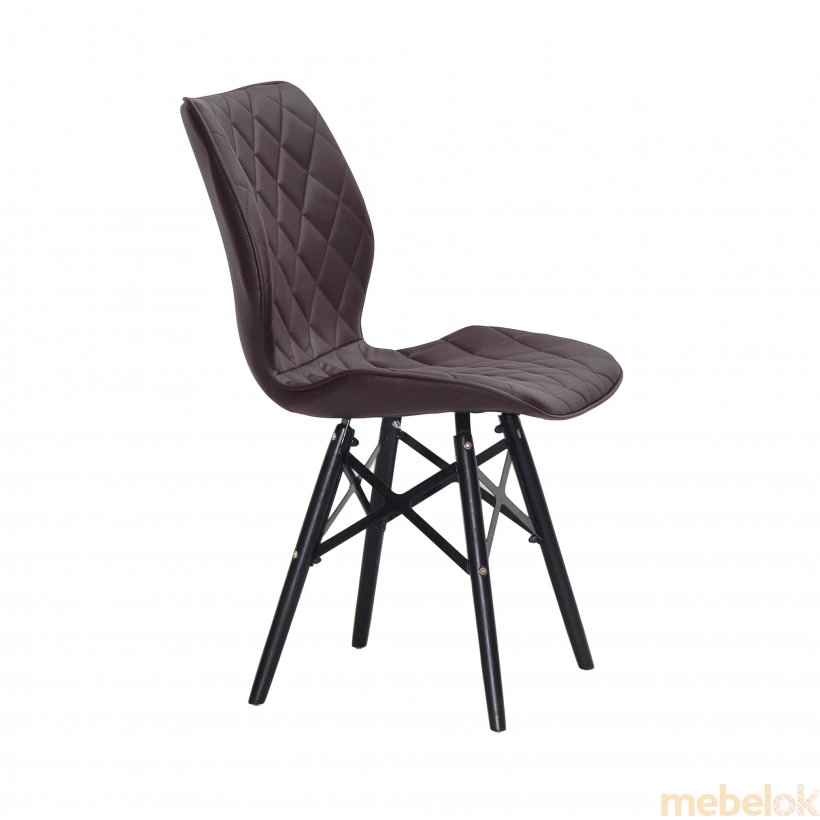 стул с видом в обстановке (Стул NOLAN XXL-BK экокожа т.коричневый 1015)
