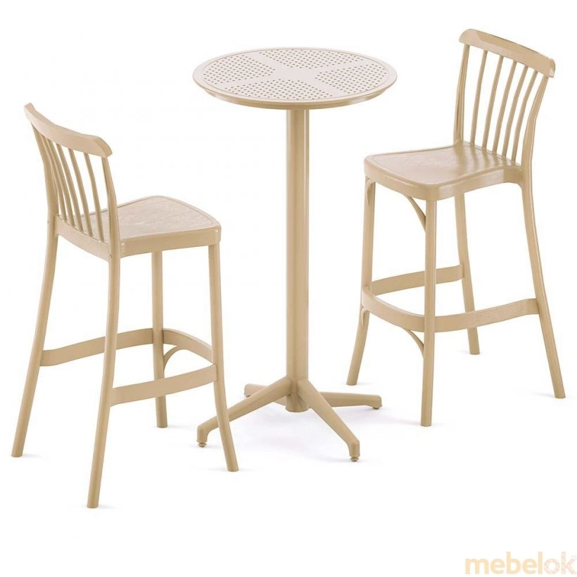 стол с видом в обстановке (Стол барный Moon d60  цвет кофе)