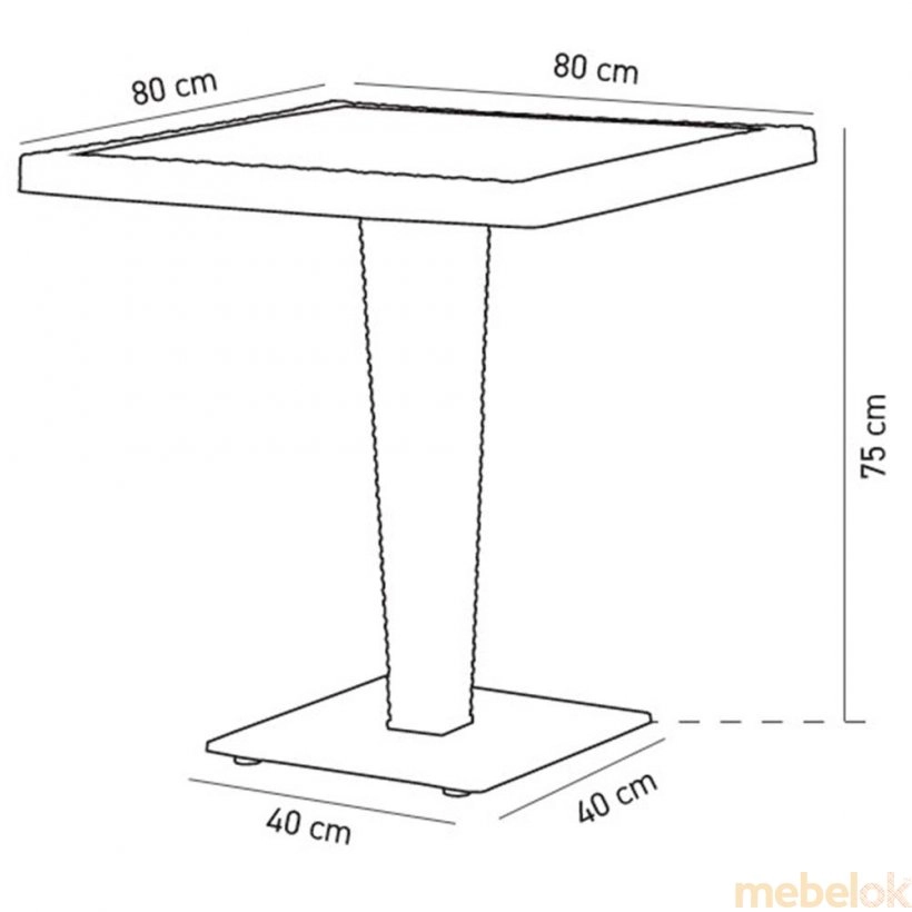 стіл з виглядом в обстановці (Стол Antares 80x80 столешница ироко, база хромированная кофейный)