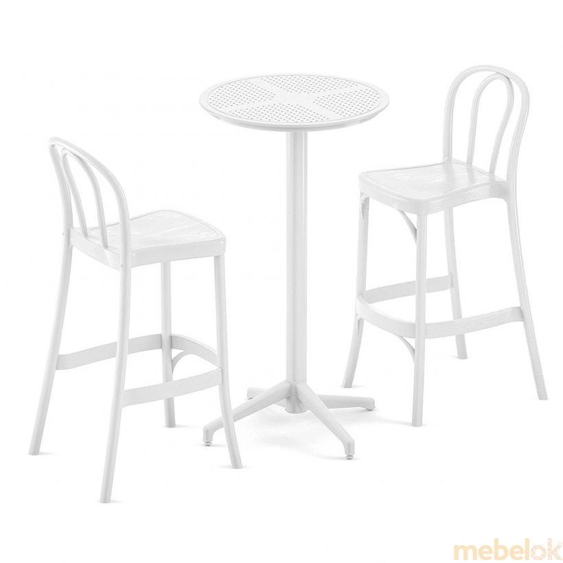 стіл з виглядом в обстановці (Стол барный Moon d60 белая слоновая кость)