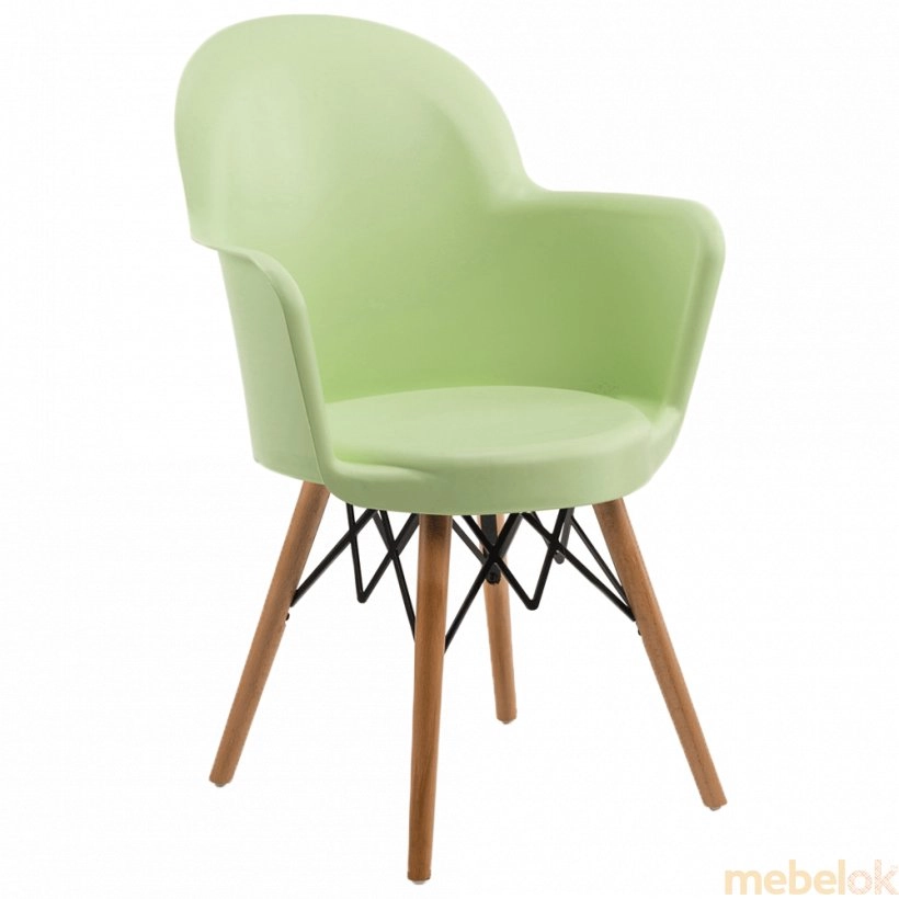 Кресло Gora-V ножки буковые светло-зеленое