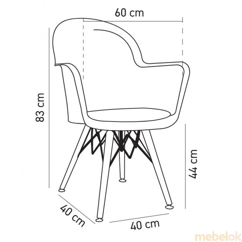 стул с видом в обстановке (Кресло Gora-V ножки буковые светло коричневое)