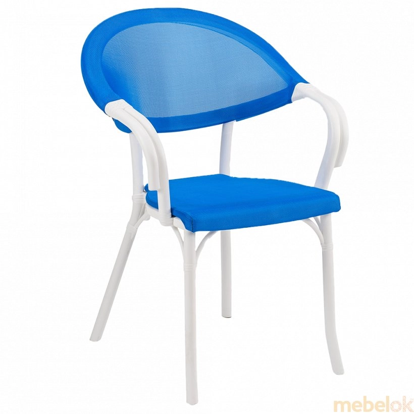 Кресло Flash-N белая слоновая кость - синий