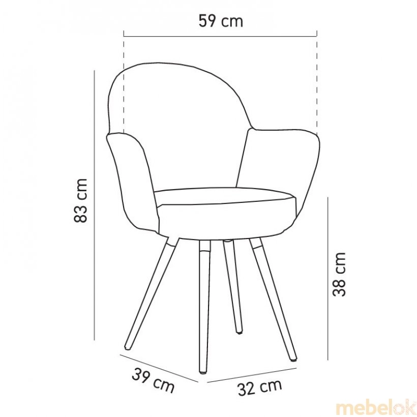 стул с видом в обстановке (Кресло Gora-N ножки буковые кремовое)