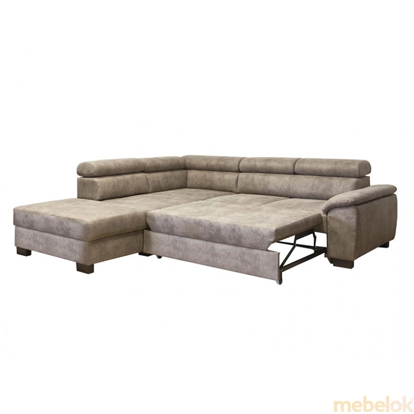 диван з виглядом в обстановці (Диван кутовий Клео сіро-коричневий лівий)